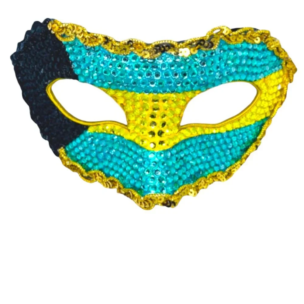Bahamas Masquerade Mask covered in crystal rhinestones
